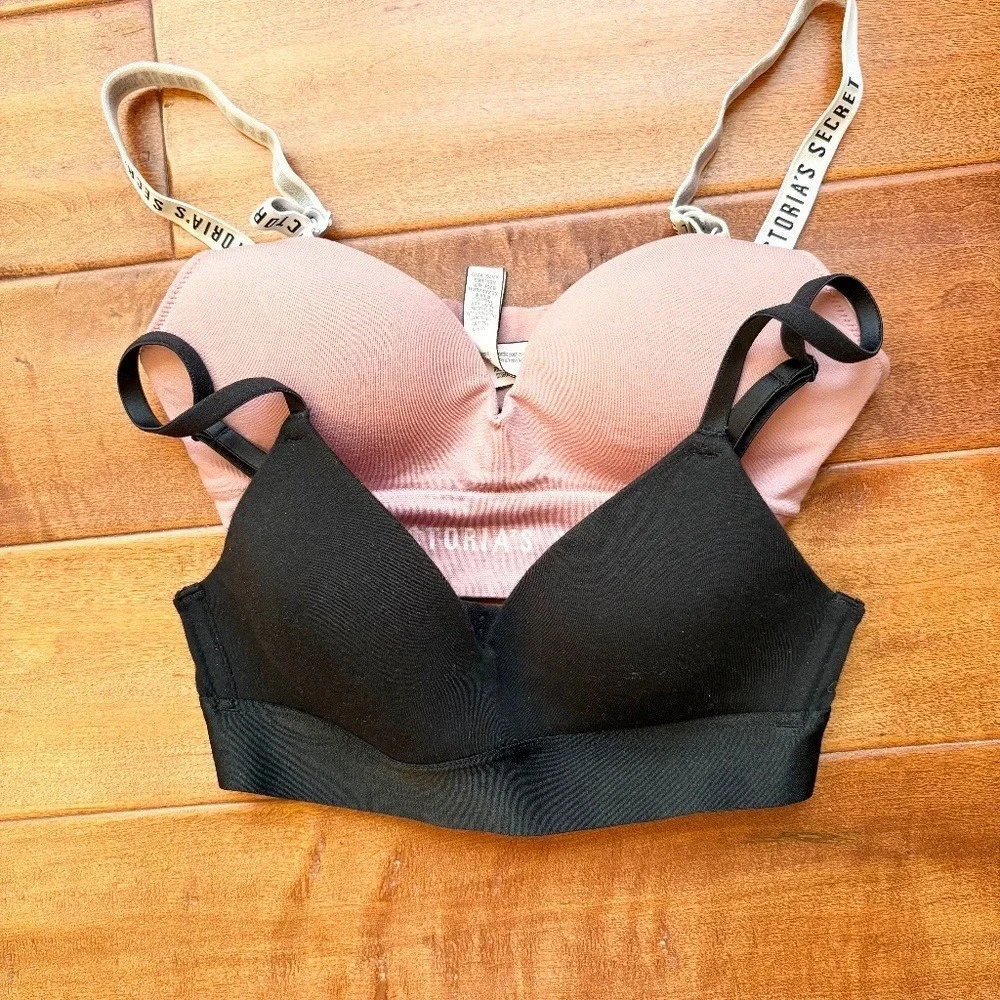 Victoria's‎ Secret PINK Wireless Lightly Lined 32A and XS Black Pink 2pk